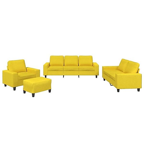 vidaXL Sofa 4-tlg. Sofagarnitur Hellgelb Stoff günstig online kaufen