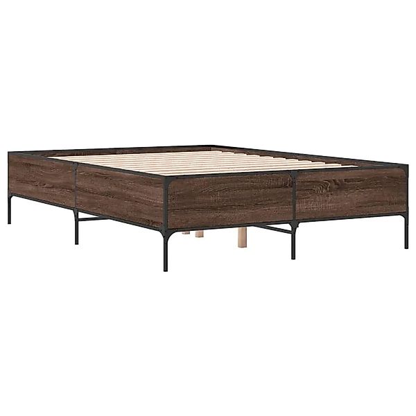 vidaXL Bettgestell Braun Eichen-Optik 150x200 cm Holzwerkstoff Metall 32797 günstig online kaufen