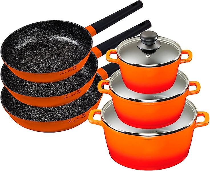 KING Topf-Set »Shine Orange«, Aluminiumguss, (Set, 9 tlg., je 1 Kochtopf mi günstig online kaufen