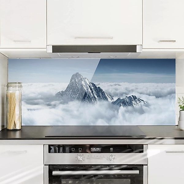 Glas Spritzschutz Natur & Landschaft - Panorama Die Alpen über den Wolken günstig online kaufen