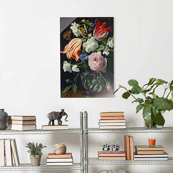 Glasbild - Hochformat Daniel Seghers - Vase mit Blumen günstig online kaufen
