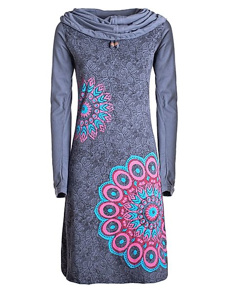 Vishes Tunikakleid Damen Mandala-Kleid Langarm-Shirtkleid Schal-Kragen günstig online kaufen