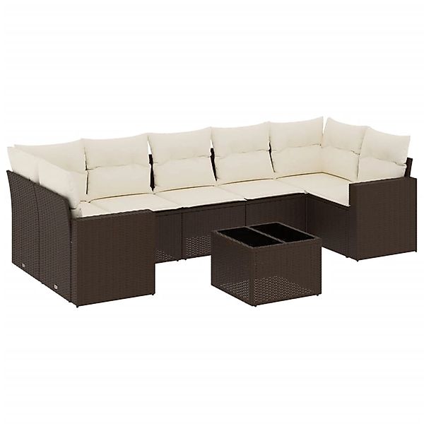 vidaXL 8-Tlg Garten-Sofagarnitur mit Kissen Braun Poly Rattan 3218733 günstig online kaufen