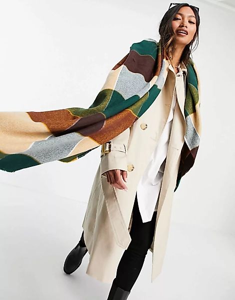 ASOS DESIGN – Quadratischer Oversized-Schal mit großem, buntem Karomuster-M günstig online kaufen