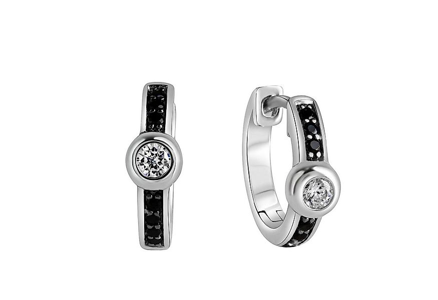 CELESTA Paar Creolen 925 Silber mit Zirkoniasteinen schwarz und weiß günstig online kaufen