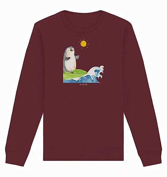 Mr. & Mrs. Panda Longpullover Größe S Pinguin Surfer - Burgundy - Geschenk, günstig online kaufen