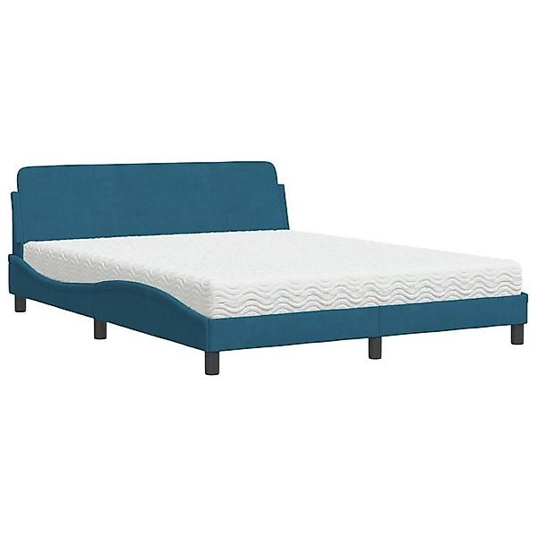 vidaXL Bett mit Matratze Blau 160x200 cm Samt2009074 günstig online kaufen