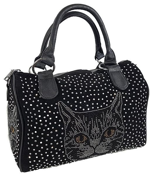 Einkaufszauber Handtasche Handtasche Katze Bowlingbag Strass, Katze aus Str günstig online kaufen