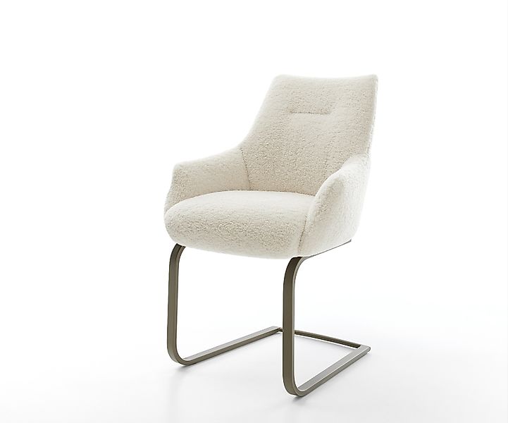 Freischwinger Alja-Flex mit Armlehnen Teddystoff Beige Freischwinger flach günstig online kaufen