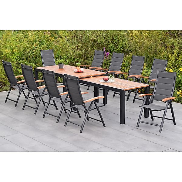 Merxx Paxos Set 11-tlg. mit Flex-Gartentisch Ausziehbar 180/360 x 100 cm günstig online kaufen