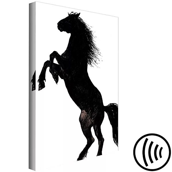 Wandbild Aufgerichtetes Pferd - Schwarz-weiß-Illustration eines Pferdes XXL günstig online kaufen
