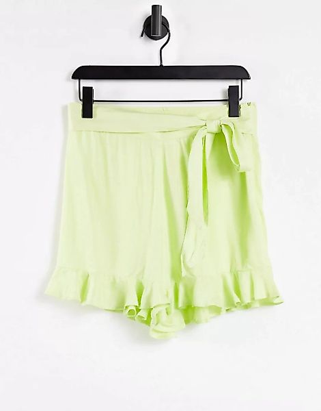 ASOS DESIGN – Shorts in verwaschenem Grün mit Bindegürtel günstig online kaufen