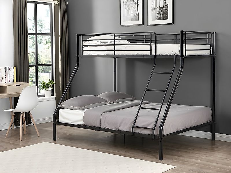 Etagenbett - 90 & 140 x 190 cm - Stahl - Schwarz - ELEVATIO IV günstig online kaufen