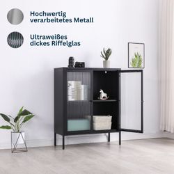 Coemo Highboard TOKIO, Schwarz Metall, Vitrine günstig online kaufen