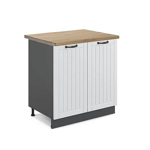 Vicco Spülenunterschrank Fame-Line Weiß Landhaus/Anthrazit 80 cm AP Eiche günstig online kaufen