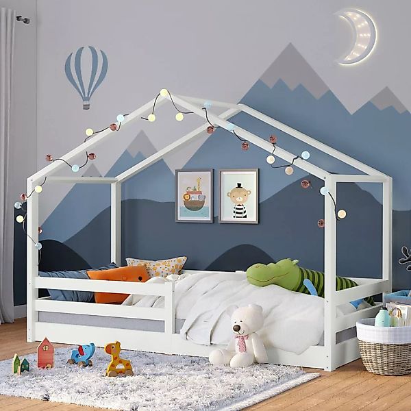 Bellabino Hausbett Abia (90x200 cm weiß), bodentiefes Kinderbett günstig online kaufen