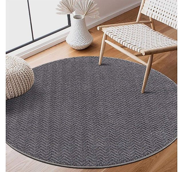 Carpet City Teppich Friseé-Teppich FANCY805, rund, Höhe: 12 mm, Kurzflor, E günstig online kaufen