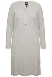 Ulla Popken Strickkleid Rippjersey-Midikleid Zipper A-Linie günstig online kaufen