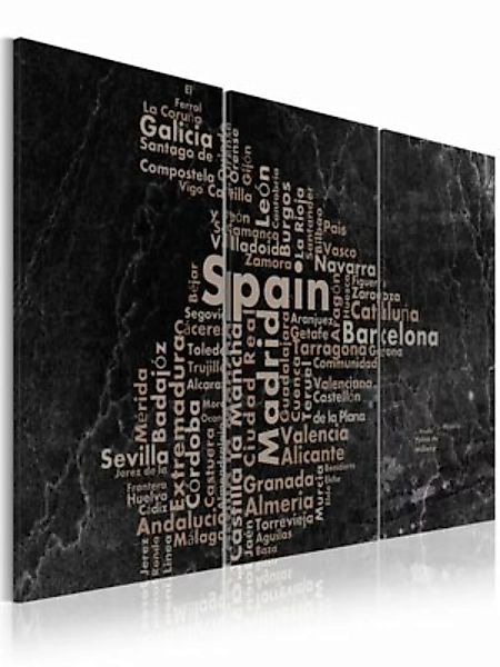 artgeist Wandbild Map of Spain on the blackboard - triptich creme/grau Gr. günstig online kaufen