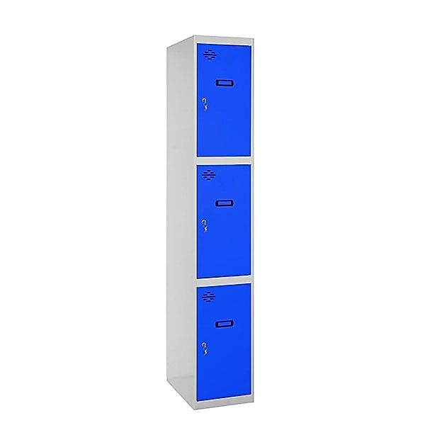 PROREGAL Spind AMEGO HxBxT 180 x 30 x 50 cm 3 Abteile Grundmodul Grau-Blau günstig online kaufen