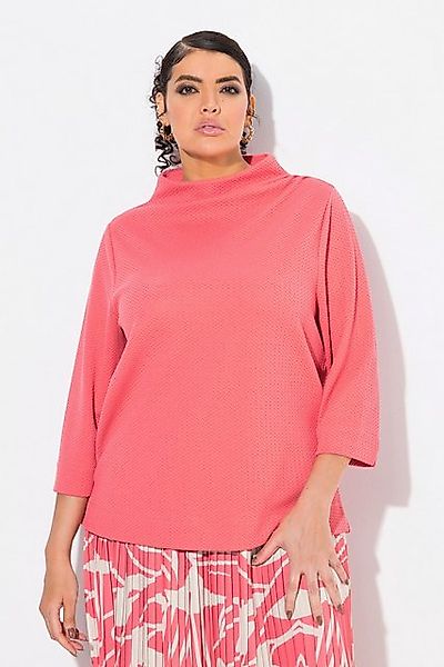 Ulla Popken Sweatshirt Sweatshirt Struktur Stehkragen Zierfalten 3/4-Arm günstig online kaufen