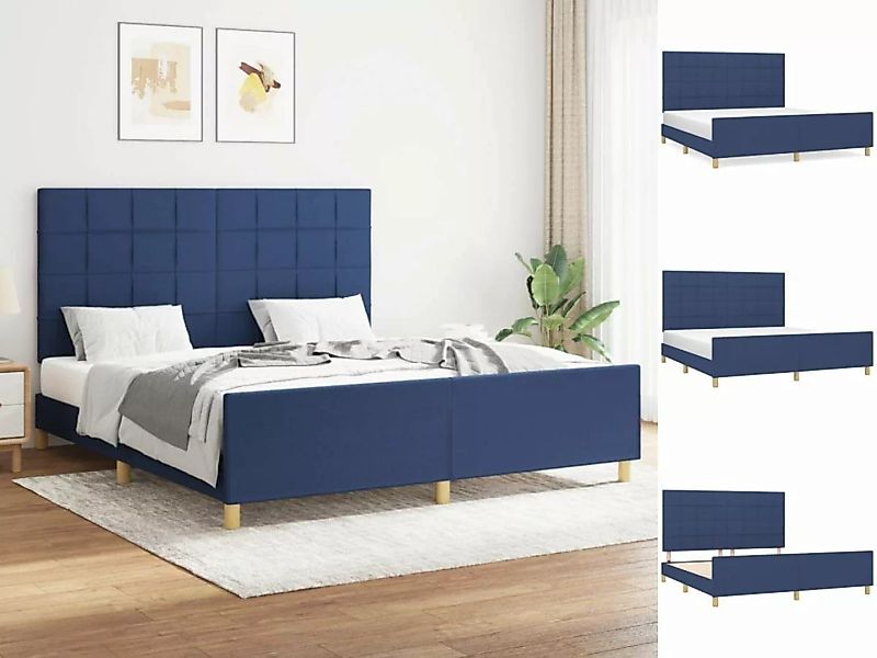 vidaXL Bettgestell Bettrahmen mit Kopfteil Blau 180x200 cm Stoff Bett Bettg günstig online kaufen