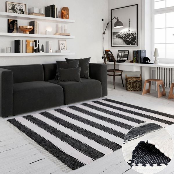 OTTO home Teppich "Benja" rechteckig 10 mm Höhe Handweb Teppich, gestreift, günstig online kaufen