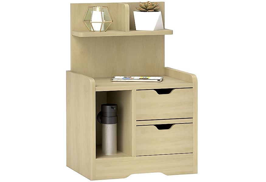 HOMCOM Nachttisch mit 2 Schubladen, offenen Ablage (Beistelltisch, 1-St., N günstig online kaufen