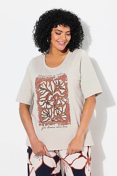 Ulla Popken T-Shirt T-Shirt Metallic-Blumen Rundhals günstig online kaufen