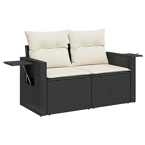 vidaXL Gartensofa mit Kissen 2-Sitzer Schwarz Poly Rattan 366017 günstig online kaufen