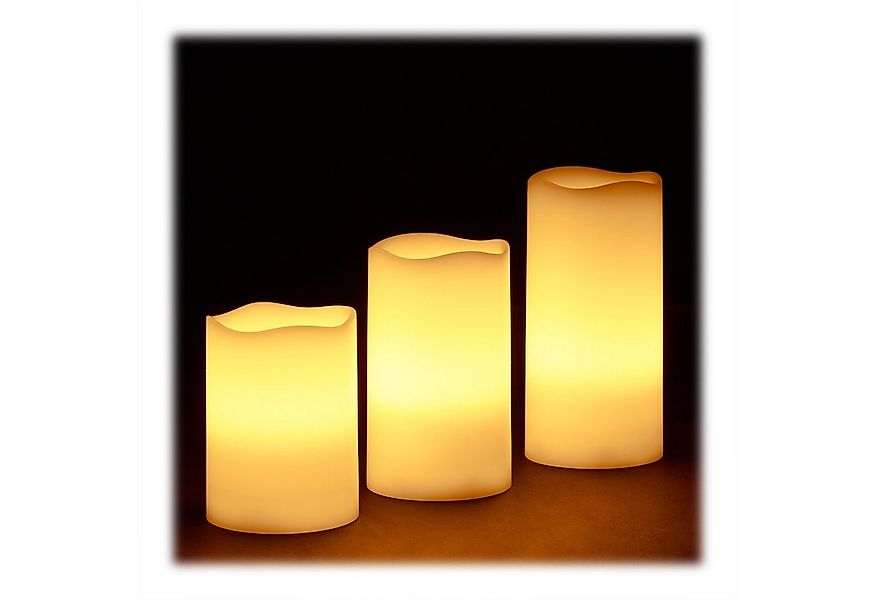 relaxdays LED-Kerze Echtwachs im 3er Set günstig online kaufen
