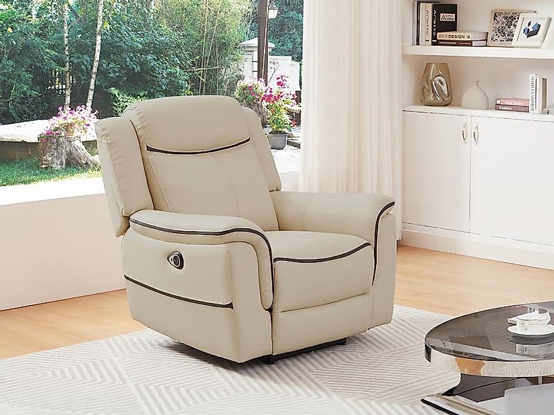 Relaxsessel elektrisch - Leder - Beige - ADELIO günstig online kaufen