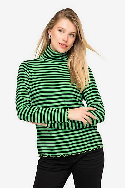 Laurasøn Longsleeve T-Shirt Ringel Stehkragen Langarm Neon-Ziernähte günstig online kaufen