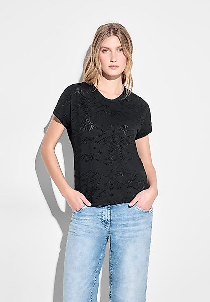 CECIL T-Shirt mit Lochmuster in Ornamentform günstig online kaufen