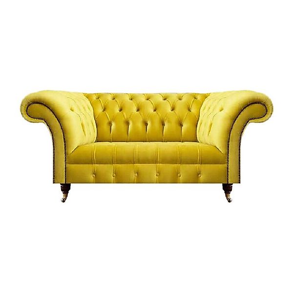 Xlmoebel Chesterfield-Sofa Moderne Zweisitzer-Couch in hellem Gelb im Chest günstig online kaufen