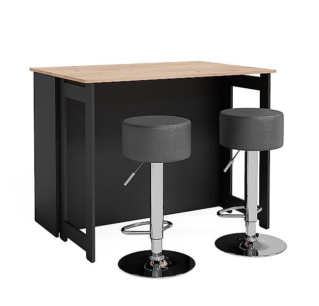 Vicco Bartisch Dominic, Goldkraft Eiche/Anthrazit, 116 x 37 cm mit 2 Barhoc günstig online kaufen