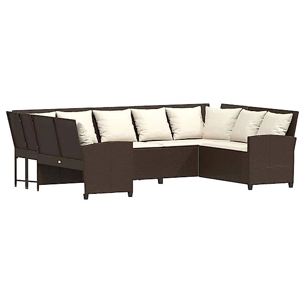vidaXL Gartensofa mit Kissen Braun Poly Rattan 3365330 günstig online kaufen