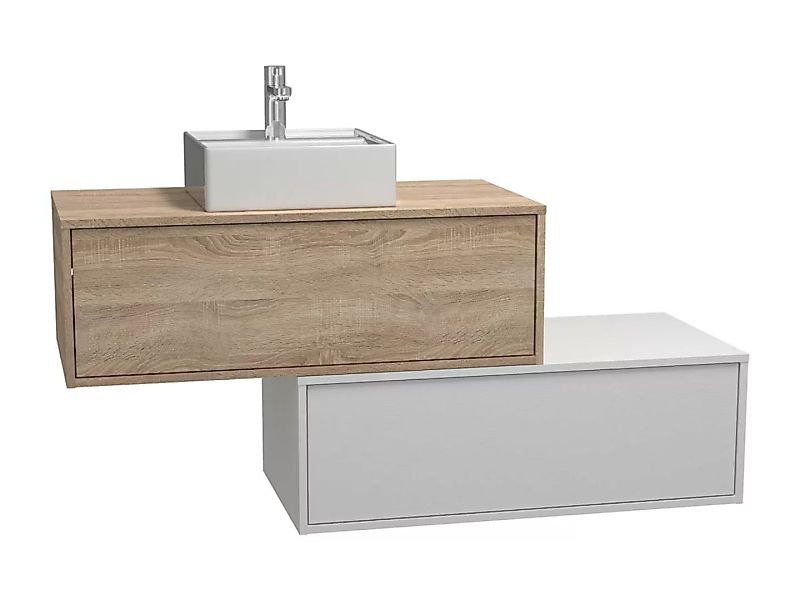 Waschbeckenunterschrank hängend mit Einzelwaschbecken & zwei Schubladen - W günstig online kaufen
