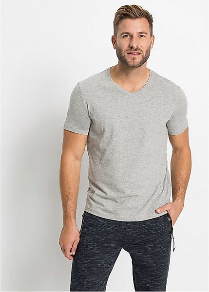 bonprix T-Shirt (Packung, 3-tlg) Regular Fit, V-Ausschnitt, aus Baumwolle günstig online kaufen