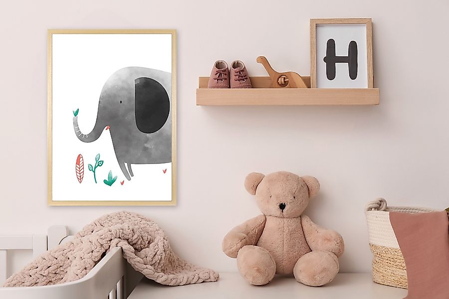 queence Bild mit Rahmen »Grauer Elefant«, Elefant-Elefanten-Elefanten Bilde günstig online kaufen