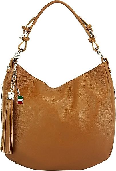 FLORENCE Schultertasche Florence Echtleder Damen Hobo Bag tan (Schultertasc günstig online kaufen