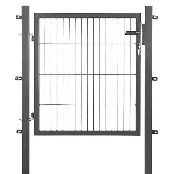 Metallzaun Einzeltor für Doppelstabmatten Anthrazit Rahmen 80 cm x 100 cm günstig online kaufen