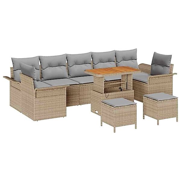 vidaXL Garten-Sofa-Set 10-Tlg Beige Poly Rattan 3362122 günstig online kaufen