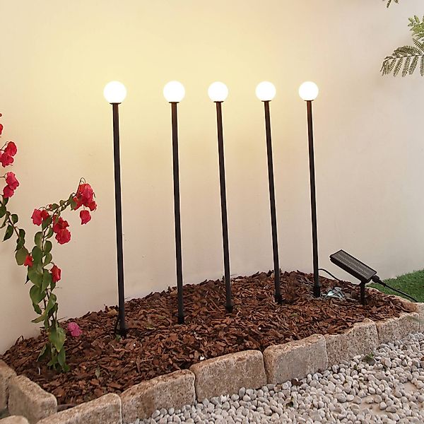 Lindby LED-Solarleuchte Freydis, 5er-Set, schwarz, 2.000 K günstig online kaufen
