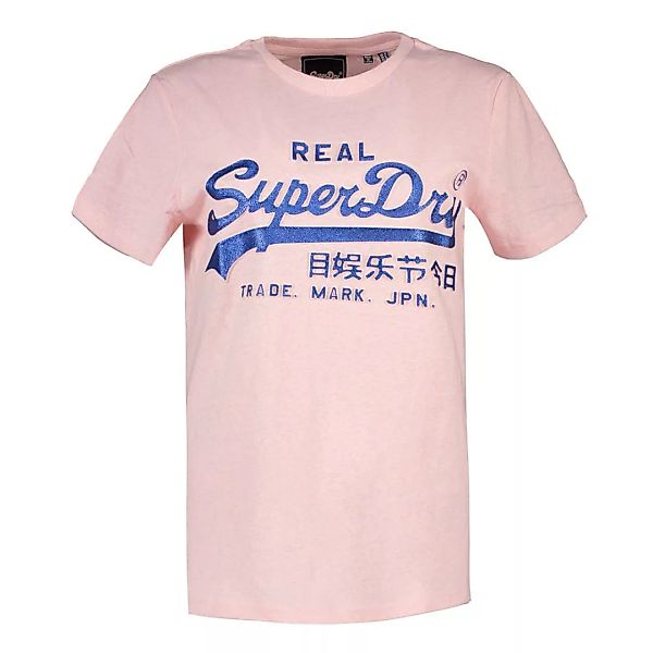 Superdry Vintage Logo Glitter Embossed Kurzarm T-shirt S Chalk Pink Snowy günstig online kaufen