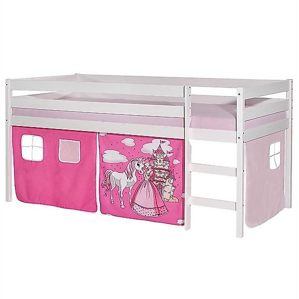 IDIMEX Hochbett ERIK Hochbett Spielbett Kinderbett Etagenbett Vorhang PRINZ günstig online kaufen