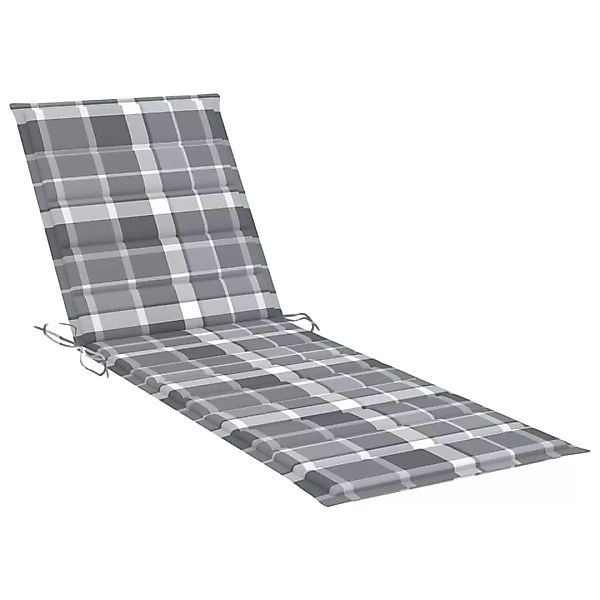 Sonnenliegen-auflage Grau Karomuster 200x60x4 Cm Stoff günstig online kaufen