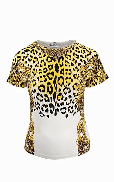 Passioni T-Shirt mit Leoparden- und Dekormuster-Mix in Gold und Schwarz günstig online kaufen