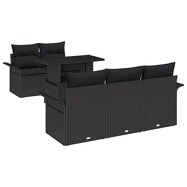 vidaXL Loungesofa 6-teiliges Garten Sofa Set mit Kissen Schwarz Poly Rattan günstig online kaufen