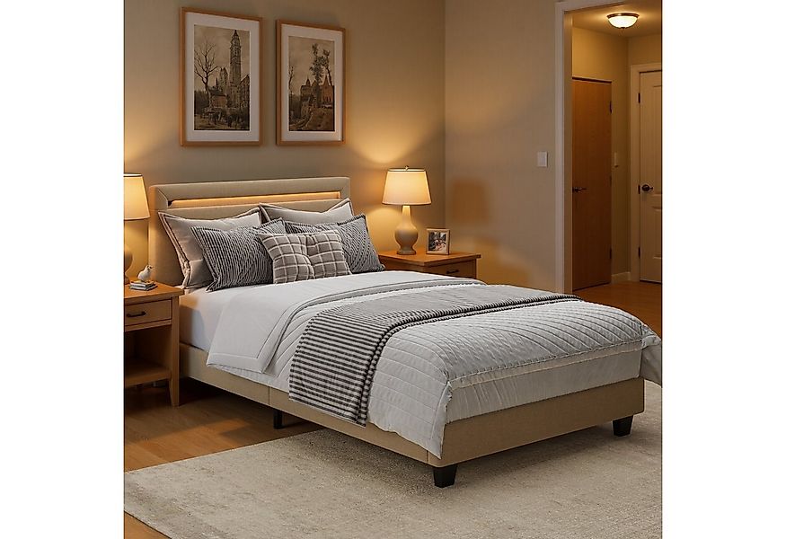 Bealife Polsterbett lsterbett Einzelbett,Bettgestell mit Kopfteil, Lichtlei günstig online kaufen